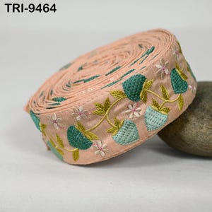 9 Yard Strawberry Embroidery Ribbon Trim Embellishments Sari Sewing DIY Crafting Border Indian Embroidered Trimmings Laces Junk Journals 4cm