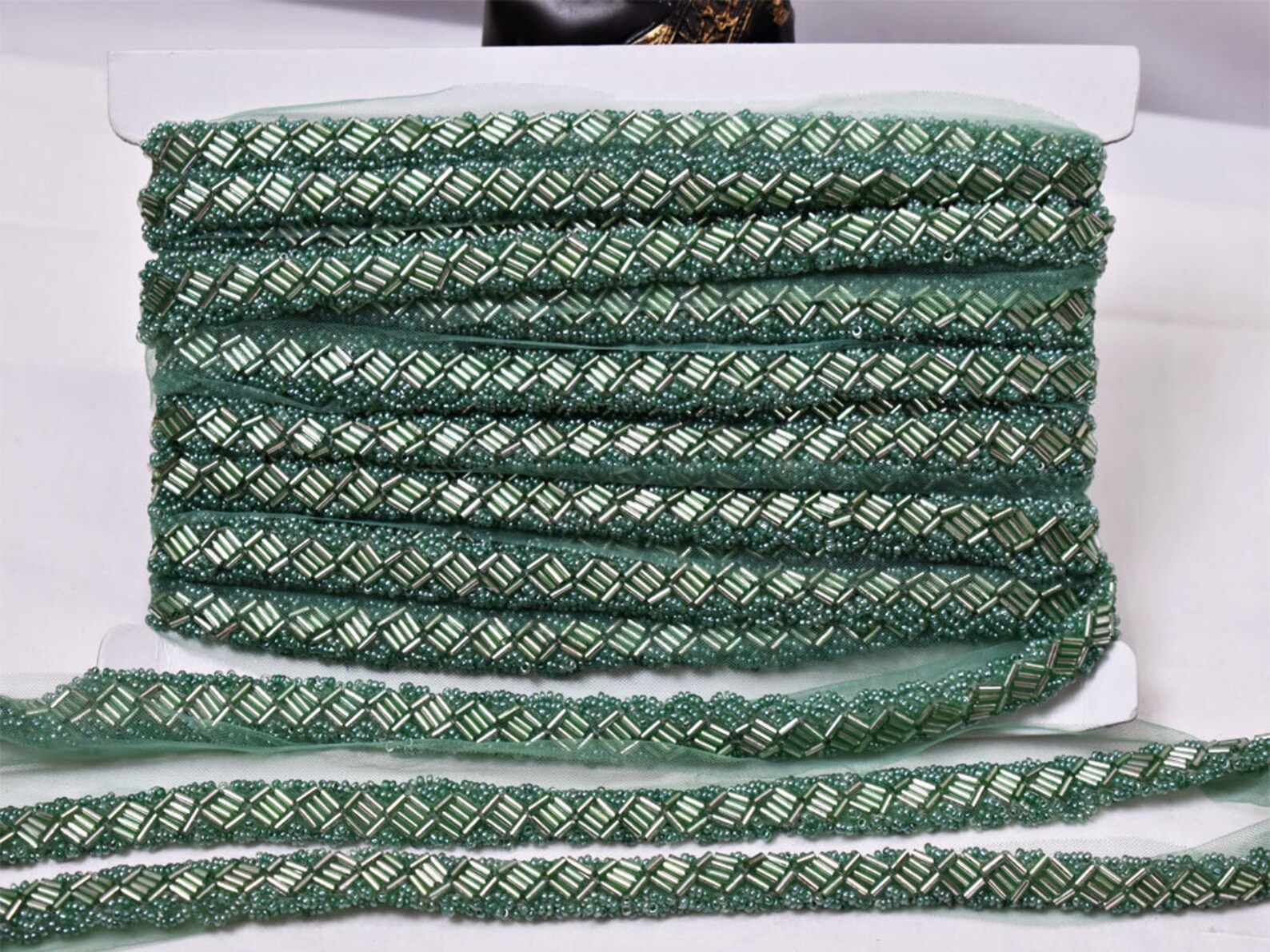 Exclusive Green Glass Beaded Trim by the Yard Bridal Belt Etsy