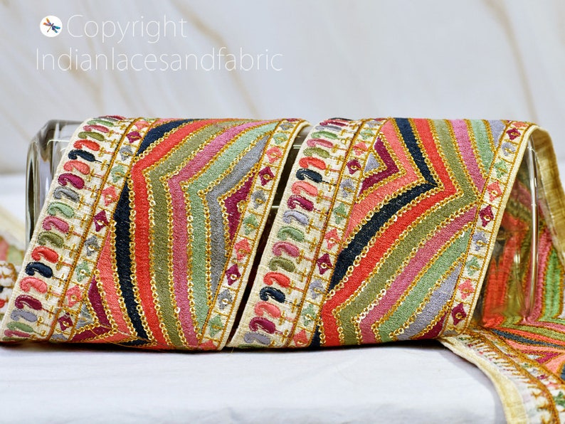 9 Yard Wholesale Indian Embroidered Sari Border Trim Embroidery Embellishment Saree Ribbon Cushions Home D\u00e9cor Sewing DIY Crafting Trimming