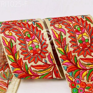 9 Yard Paisley Embroidered Ribbon Fabric Trims Saree Scarf - Etsy