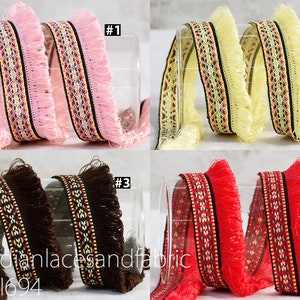9 Yard 1.2&quot; Indian Fringe Trim Brush Eyelash Woven Fringed Laces Decorative Drapery Upholstery Cushion Tape Home Decor Sewing Craft Ribbon