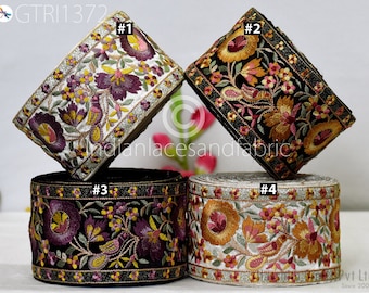 9 Yard Indian Decorative Embroidery Fabric Trim Decor Saree Embellishments DIY Crafting Sewing Curtains Sari Border Embroidered Ribbons