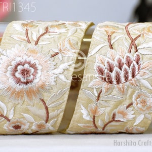 9 Yard Indian 6CM Embroidered Trim Embellishment Sari Border Embroidery Saree Ribbon Cushions Home Décor Sewing Clothing Costumes Trimmings