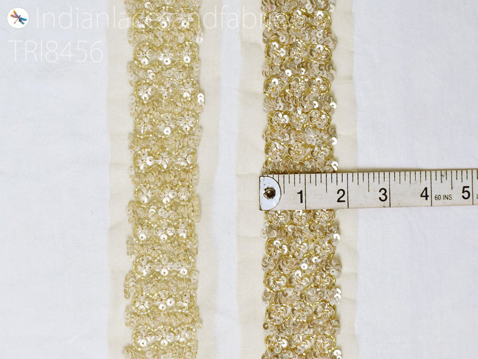 Indian Gold Sequin Trims by the Yard Wedding Dresses Ribbon Etsy