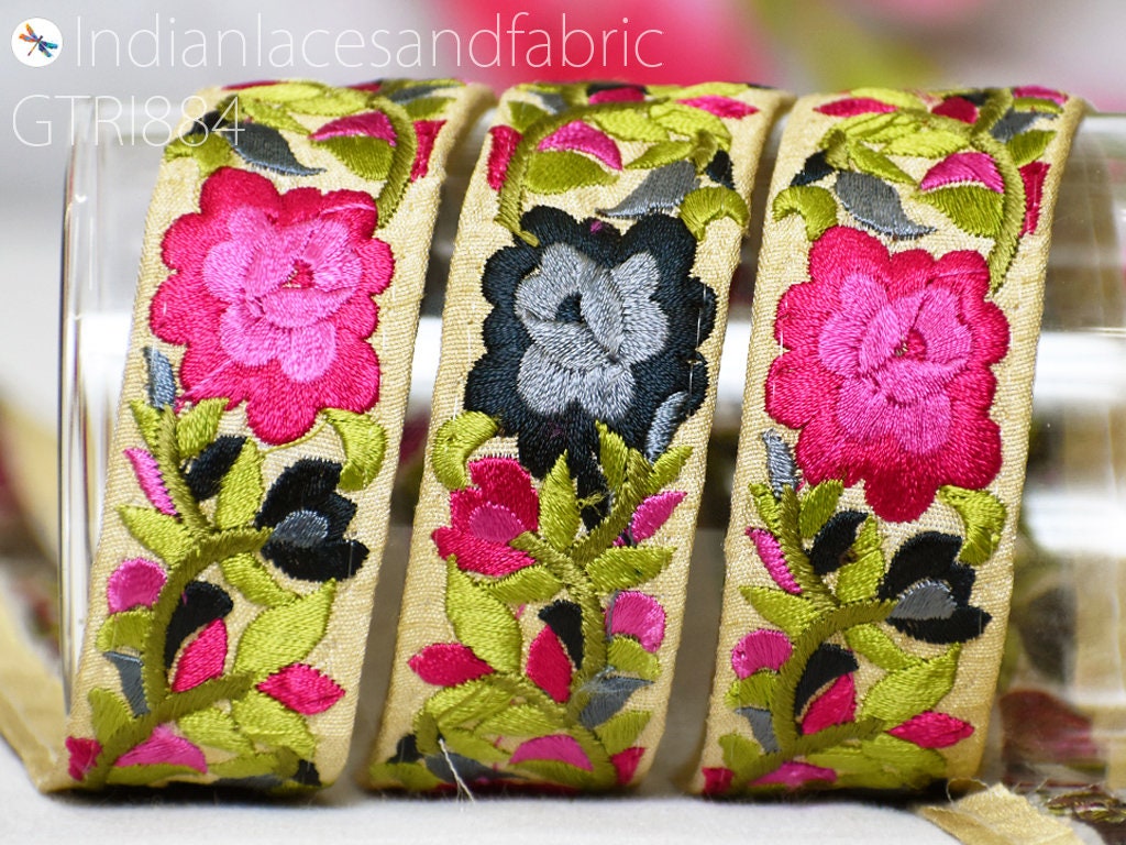 2 Yard Embroidered Fabric Trim Gift Wrapping Ribbons Indian Etsy