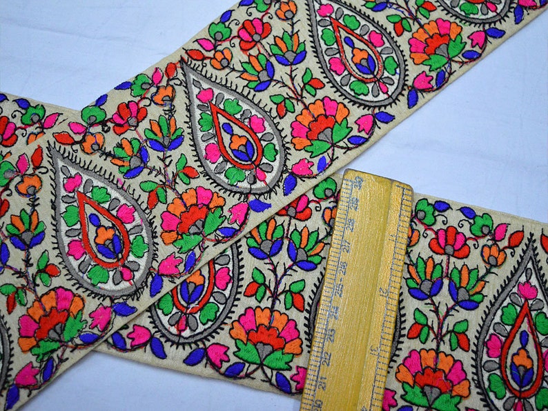 Hot Pink Embroidered Decorative Sari Border Fabric embellishments Trim By The Yard Trimmings Sewing Crafting Indian Laces Costumes Ribbon