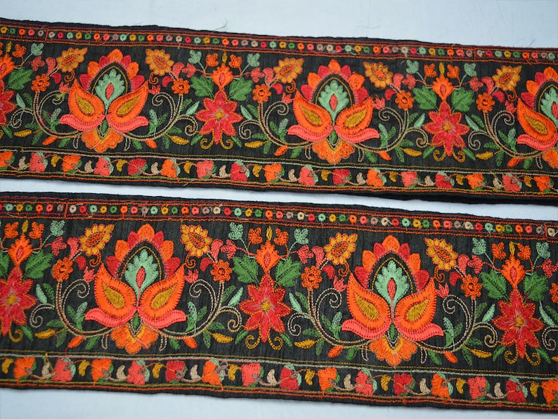 9 Yard Wholesale Orange Saree Ribbon Fabric Embellishment Embroidered Indian Trim Silk Decorative Sewing Embroidery Crafting Sari Border