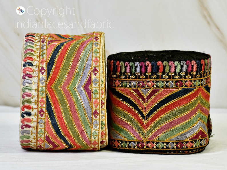 9 Yard Wholesale Indian Embroidered Sari Border Trim Embroidery Embellishment Saree Ribbon Cushions Home D\u00e9cor Sewing DIY Crafting Trimming