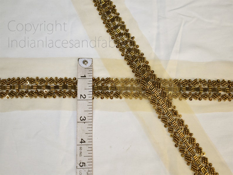 Exclusive Antique Gold Beaded Trim by the Yard Wedding Gown Etsy