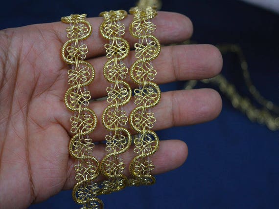 15 mm oro y bronce Jacquard Cinta de Adorno Bordado de recorte