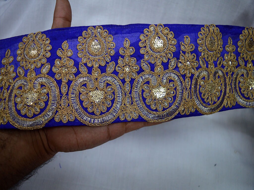 Blue Gold Trim by the Yard Fabric Trims and embellishments Etsy