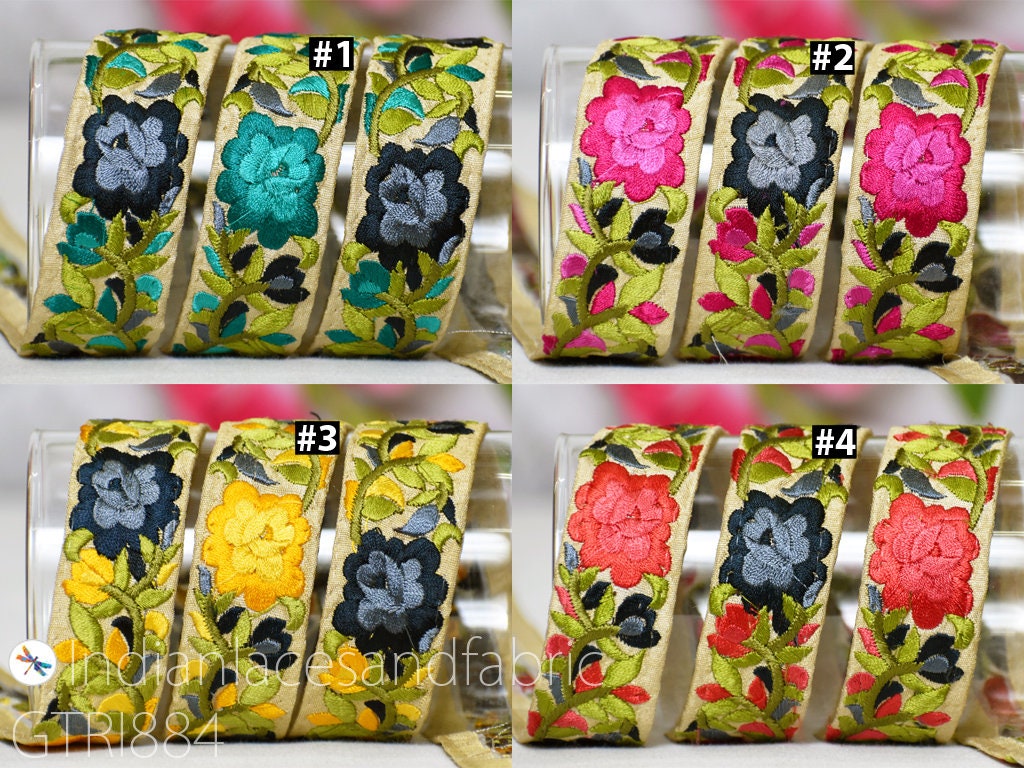 2 Yard Embroidered Fabric Trim Gift Wrapping Ribbons Indian Etsy