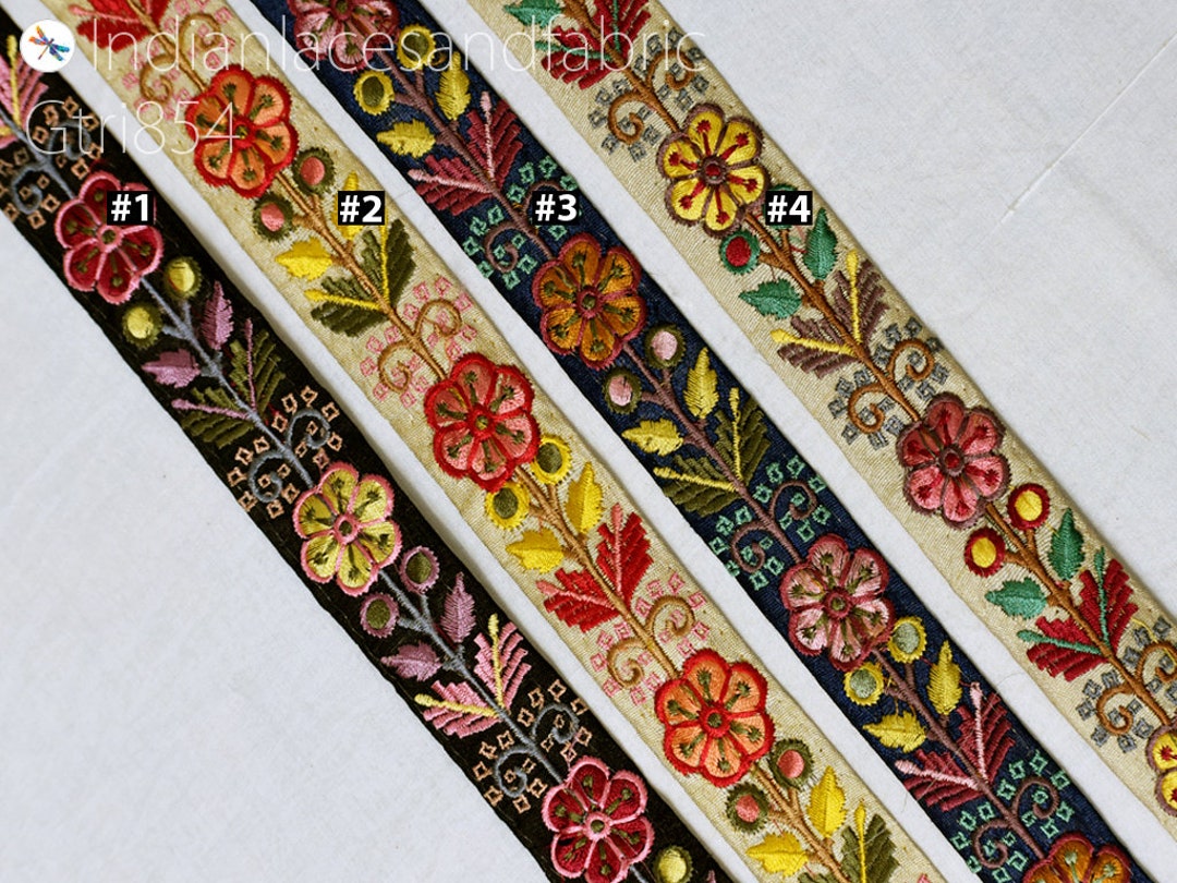 2 Yard Indian Embroidered Fabric Trim Gift Wrapping Ribbons - Etsy