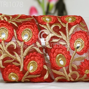 9 Yard Indian 8cm Embroidered Trim  Drapery Hats Bag Saree Decorative Trimmings Ribbons Crafting Sewing Sari Border Embellishment Home Decor