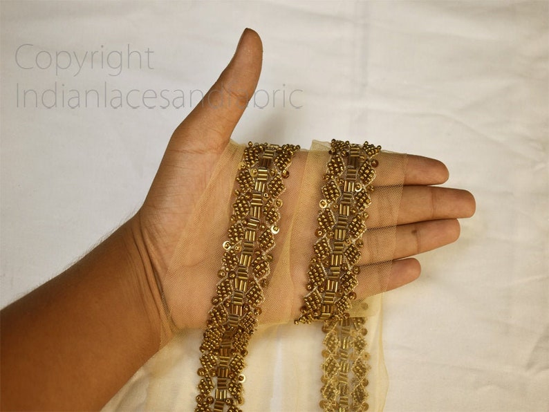Exclusive Antique Gold Beaded Trim by the Yard Wedding Gown Etsy