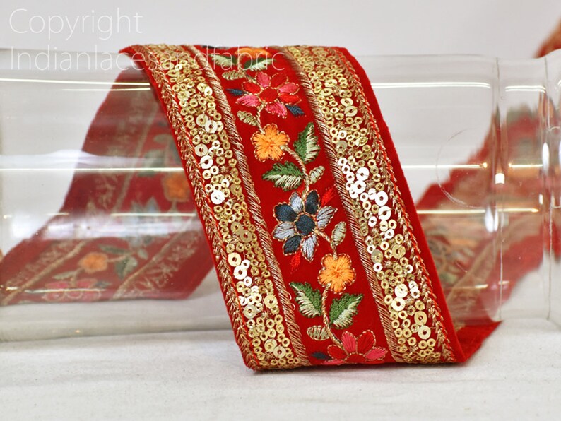 Embroidered Velvet Fabric Trim by the Yard Embellishments Etsy