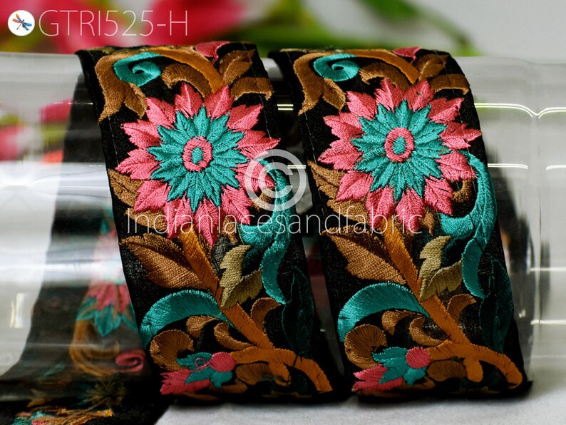 9 Yard Indian Green Embroidery Sari Border Dress Tape Handmade Crafting Ribbon Sewing Embroidered Trim Cushion Cover Home Décor Trimmings image 3