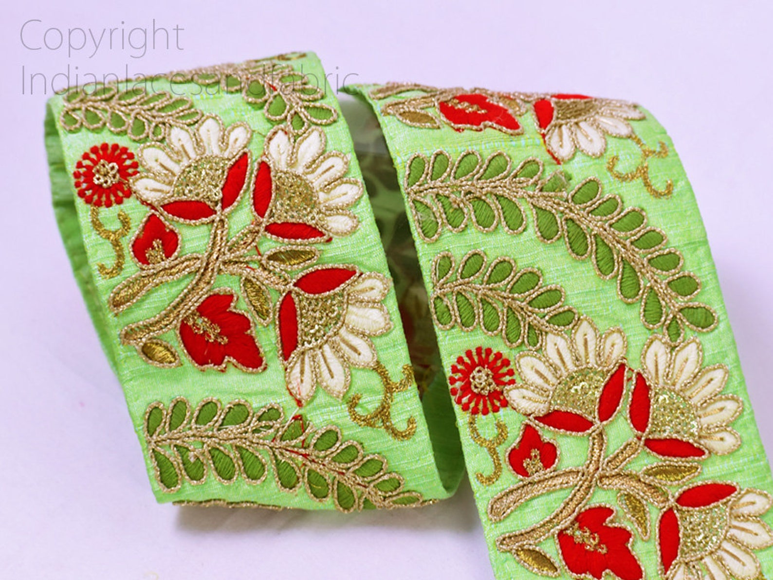 Mint Embroidered Saree Trim Embellishment Indian laces By The Etsy