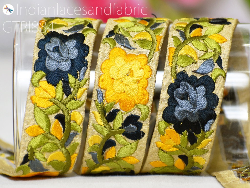 2 Yard Embroidered Fabric Trim Gift Wrapping Ribbons Indian Etsy
