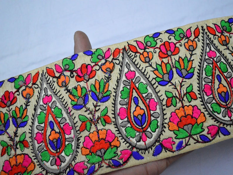 Hot Pink Embroidered Decorative Sari Border Fabric embellishments Trim By The Yard Trimmings Sewing Crafting Indian Laces Costumes Ribbon
