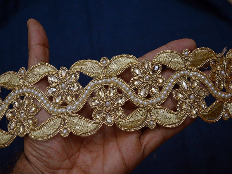 Indian Laces Trim by the Yard Saree Border Ribbon and Beaded Etsy