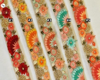 9 Yard Embroidery Fabric Trim Embellishment Embroidered Sari Ribbons Sewing  Crafting Border Indian Trimmings Cushions Home Décor Tape