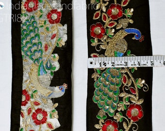 9 Yard Peacock Embroidered Fabric 125 mm Trim DIY Hair Crafting Sari Border India Embroidery Decorative Lace Saree Ribbon Sewing  Home Decor