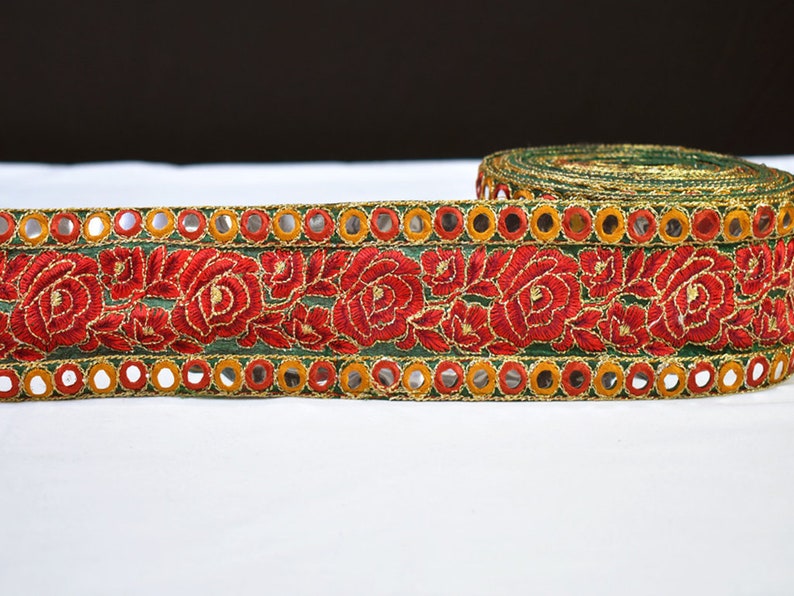 9 Yard Maroon Floral Embroidery Trimmings Wedding Dresses Etsy