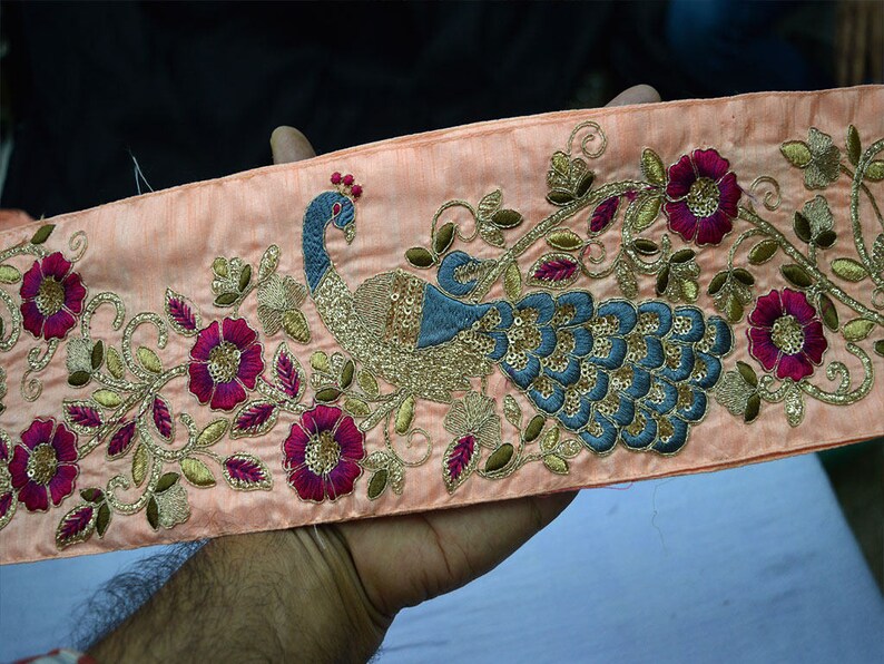 9 Yard Wholesale Navy Blue Exclusive Embroidery Saree Border wedding dress sequins Trim Indian Embroidered sewing Tape Christmas Trimming