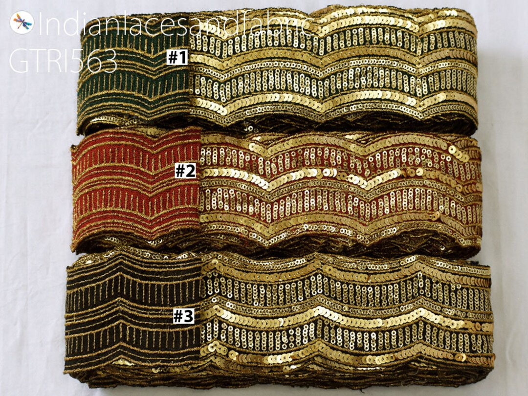 9 Yard Embroidered Scallop Edge Trim Indian Decorative Gold Etsy
