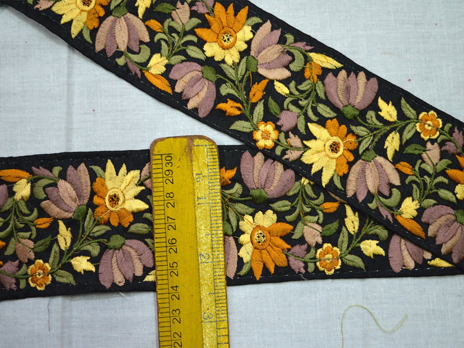 Black Fabric Trim and Embellishment Embroidered Indian Trim By Etsy