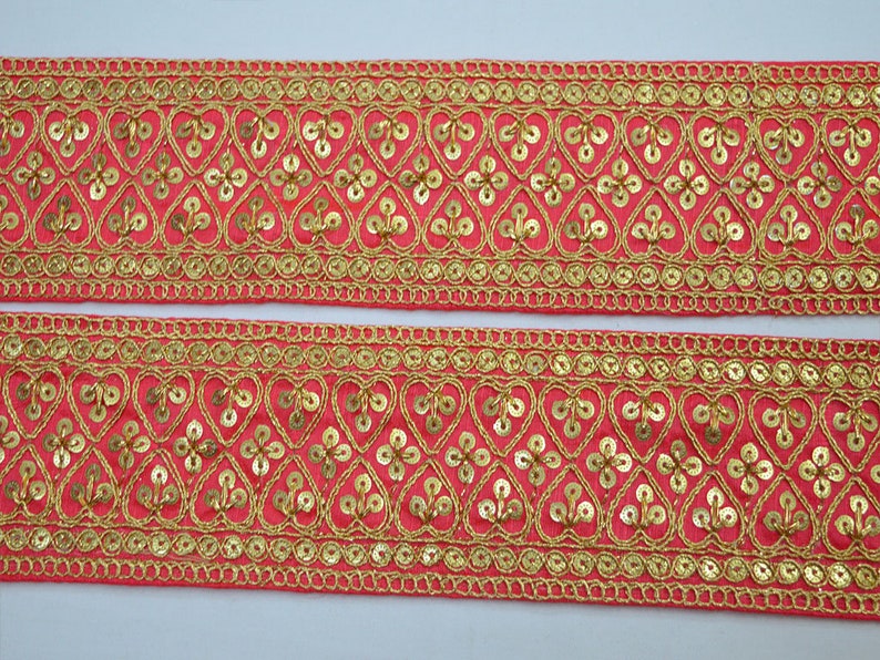 Wholesale Coral Fabric Trim By 9 Yard Embroidered Etsy
