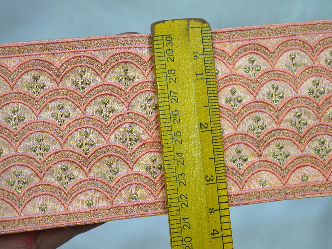 Trim by the Yard Peach Dresses Trimming Embroidered Saree Etsy