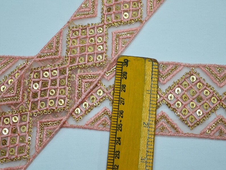 Decorative Peach Embroidery Embellishments Ribbon Saree Trims By The Yard Embroidered Border Sewing Costume Trimmings Clothing Accessories