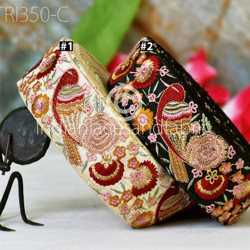 Red Indian Sari Border Crafting Ribbon Sewing Fabric Etsy