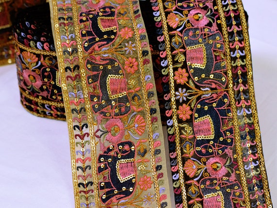 Indian Elephant Embroidery Saree Trim By the Yard Sari Border | Etsy