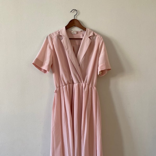 VINTAGE 80S PASTEL PINK Dress Vintage from Finland / 38-40