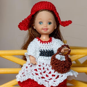 Rotkäppchen Kelly häkeln handgefertigte Kostüm Märchen 11,5 cm Puppe