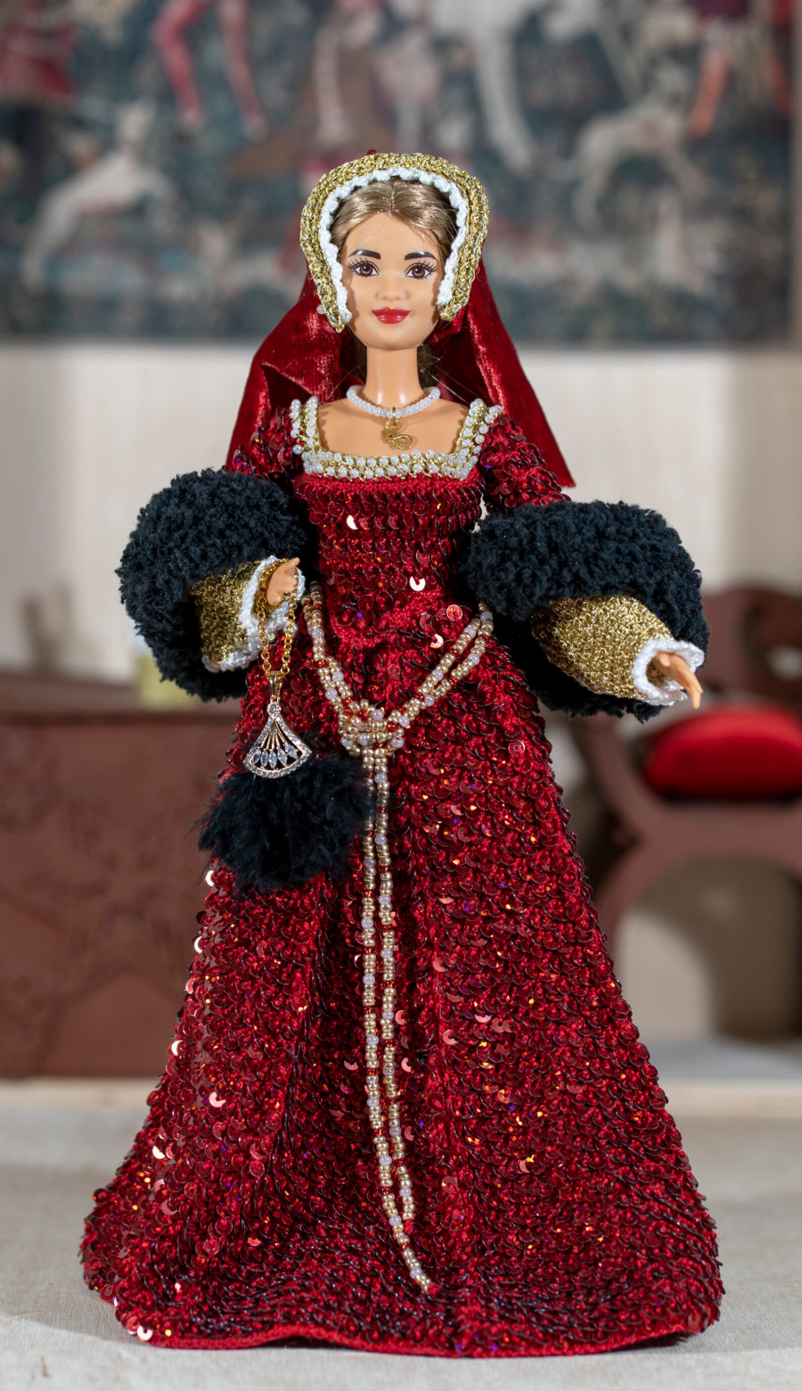 Anne Boleyn doll Queen Anne Boleyn Red dress Handmade crochet | Etsy