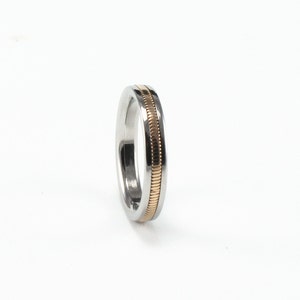 Guitar String Ring, Guitar String Titanium Wedding Band, Guitar String Inlay, Guitar Ring, Womens Guitar Sting Ring, Music Jewelry