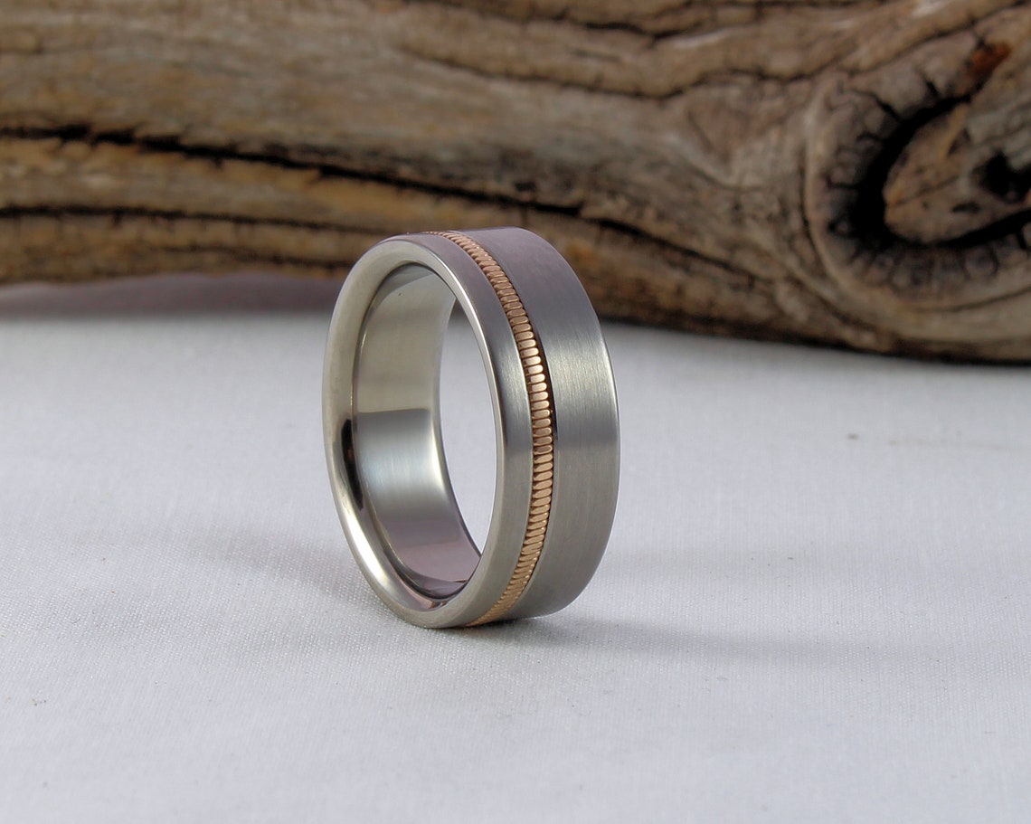 Guitar String Wedding Band Set Guitar String Titanium Wedding Etsy