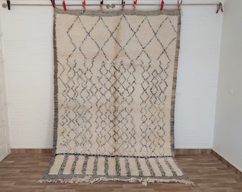 Genuine Handmade Moroccan Rug - Intricate Beni Ourain Design - in Rare Traditional Hues for a Unique Room , 6.11 x 10 fts