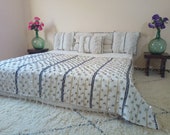 Mina. authentic vintage wedding blanket .throw bed blanket. berber handira 265x140cm