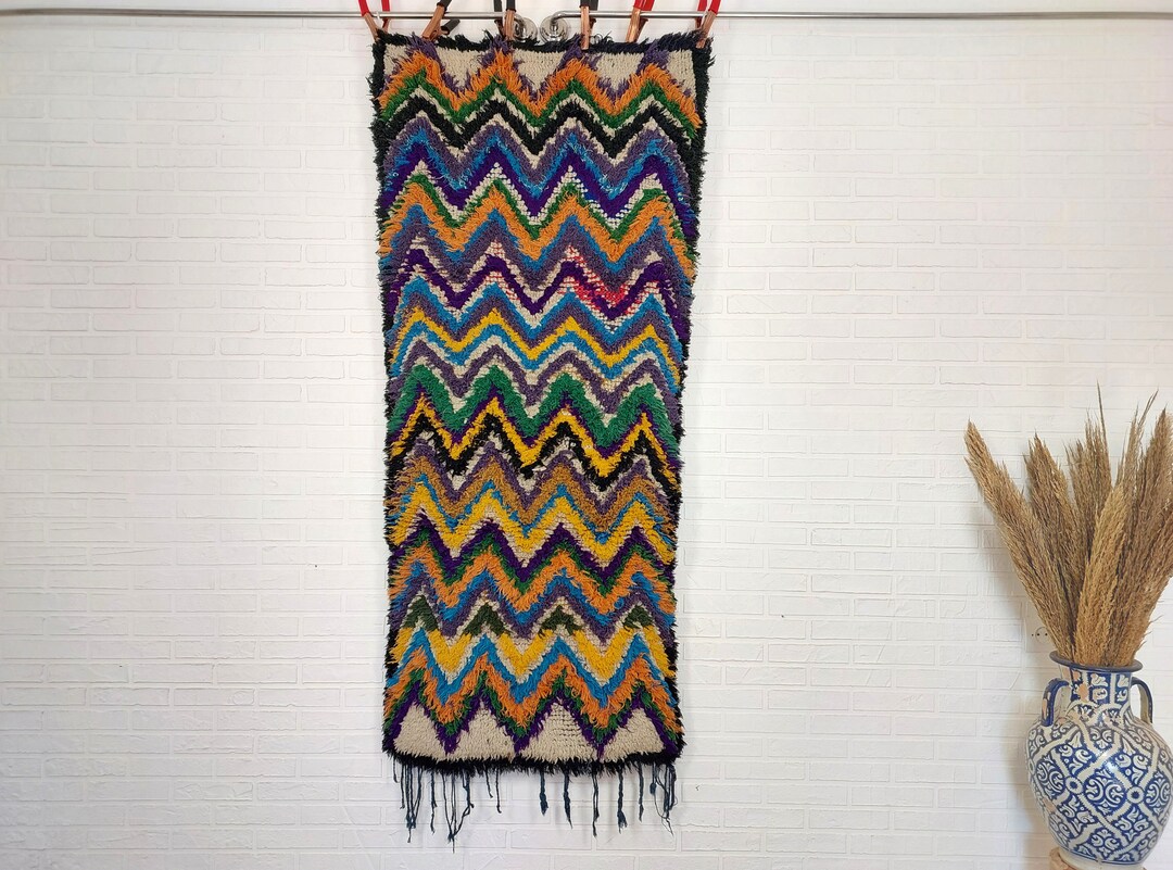 Colorful Small Moroccan Rug, Art Rug, Hanging Wall Rug, Berber Rug ...