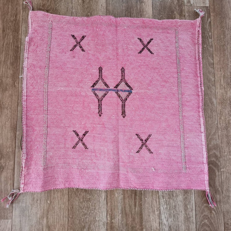 Plain Moroccan Pillow Sabra silk pillow Hand Woven by Berber Women Pink Cactus Silk pillows Throw