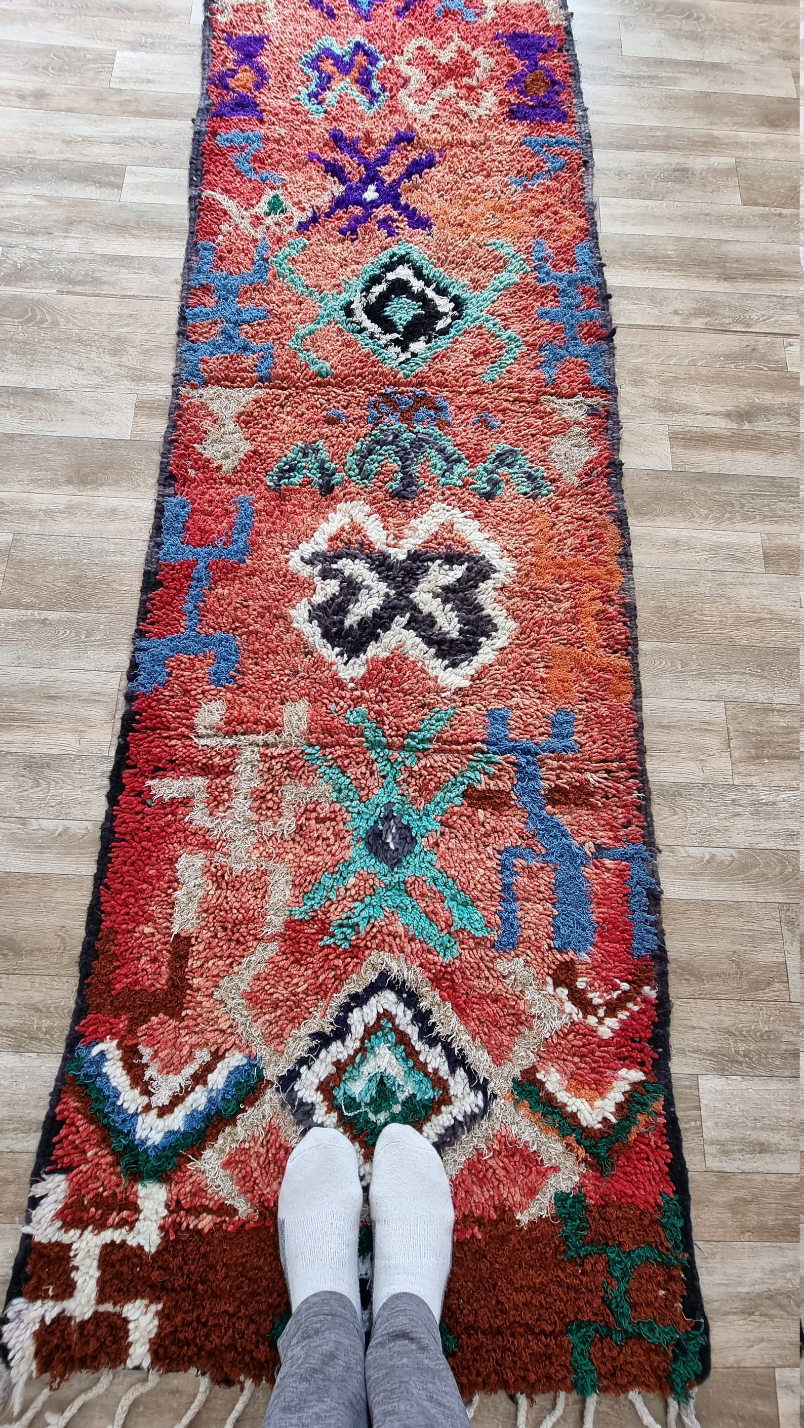 Small Moroccan rug runner vintage Boujaad rug hand woven Etsy