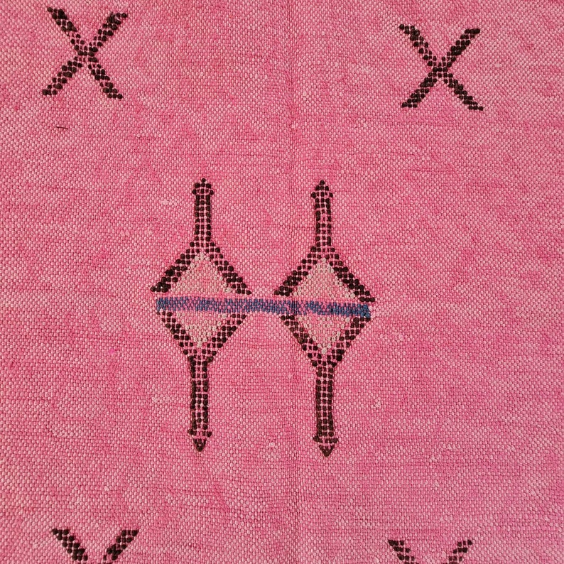 Plain Moroccan Pillow Sabra silk pillow Hand Woven by Berber Women Pink Cactus Silk pillows Throw