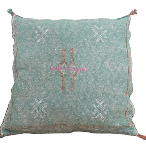 Luxurious Green Moroccan Cactus Sabra Silk Pillow Cover - Boho Berber Decor Wedding Gift for Mom