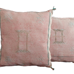 Set of two moroccan pillows - handmade Cactus silk pillows cases - decorative berber pillows.