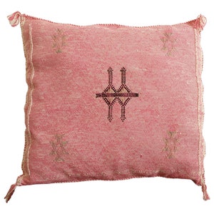 Federa per cuscino in seta fatta a mano con cactus marocchino rosa - Federa per cuscino Sabra bohémien 20x18 pollici